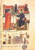 San Benedetto riceve simbolicamente l’abbazia di Montecassino dall’abate Desiderio. Miniatura del 1202. (Roma, Biblioteca Vaticana)