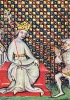 Filippo IV di Francia in trono in una miniatura della Cronique de Saint Denis del 1390 circa. (Vienna, Österreichische Nationalbibliothek)