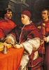 Il pontefice sfoglia un codice miniato, accanto a lui suo cugino, il cardinale Giulio de’ Medici, il futuro Clemente VII. (Firenze, Uffizi)
