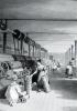 Le operaie seguono la filatura e la cardatura del cotone alle macchine. Litografia di T. Tingle del 1830 circa. (Collezione privata)