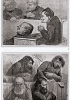 I tipi umani del parlamento italiano in due caricature di Casimiro Teja. In alto, gli esponenti della Destra esprimono compiacimento e calcolo mentre, in basso, quelli della Sinistra si caratterizzano per grigiore intellettuale e sonnolenza.