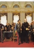 Al centro, Bismarck stringe la mano al conte Luigi Corti, ministro degli esteri italiano. Particolare del dipinto di Anton Alexander von Werner del 1881. (Berlino, Palazzo del Senato)