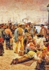 Dal 1876 al 1976 sono quasi 6 milioni gli italiani emigrati negli USA. Particolare del dipinto di Angelo Tommasi del 1896. (Roma, Galleria Nazionale d’Arte Moderna)