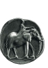 Una moneta in oro della zecca di Cartagine che raffigura un cavallo, del 260-240 a.C. (Tunisi, Museo del Bardo)