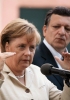 Discorso di Angela Merkel (leader
della CDU, alla guida in Germania
dal 2005 di un governo di coalizione)
in occasione della firma del trattato
di Lisbona, il 12 maggio 2007.
Sullo sfondo si vede il presidente
della Commissione europea,
José Manuel Barroso.