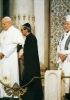 Incontro di Giovanni Paolo II
con il rabbino della comunità ebraica
di Roma Elio Toaff nella sinagoga
della capitale (13 aprile 1986).