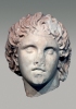 Testa di Alessandro Magno, II secolo a.C., proveniente da Pella (Grecia). Marmo
