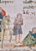San Benedetto e il re Totila in una miniatura realizzata nel monastero benedettino di Montecassino. (Roma, Biblioteca Vaticana) 