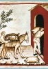 Trasporto e stivaggio di otri pieni d’olio in una miniatura del XIV secolo. L’accumulo delle derrate alimentari era indispensabile per superare l’inverno e gli eventuali periodi di carestia. (Roma, Biblioteca Casatanense)