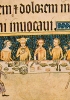 È ben raffigurata la tavola smontabile posta su cavalletti. (Londra, British Library)