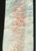 Una delle più antiche datazioni conosciute del calendario Maya è incisa su questa placca in giadeite proveniente da Tikal. Il testo inciso data, usando baktun, katun, tun uinal e kin, l’ascesa al trono del re Balam Ahau Chan. (Leida, Rijksmuseum voor Volkenkunde)
